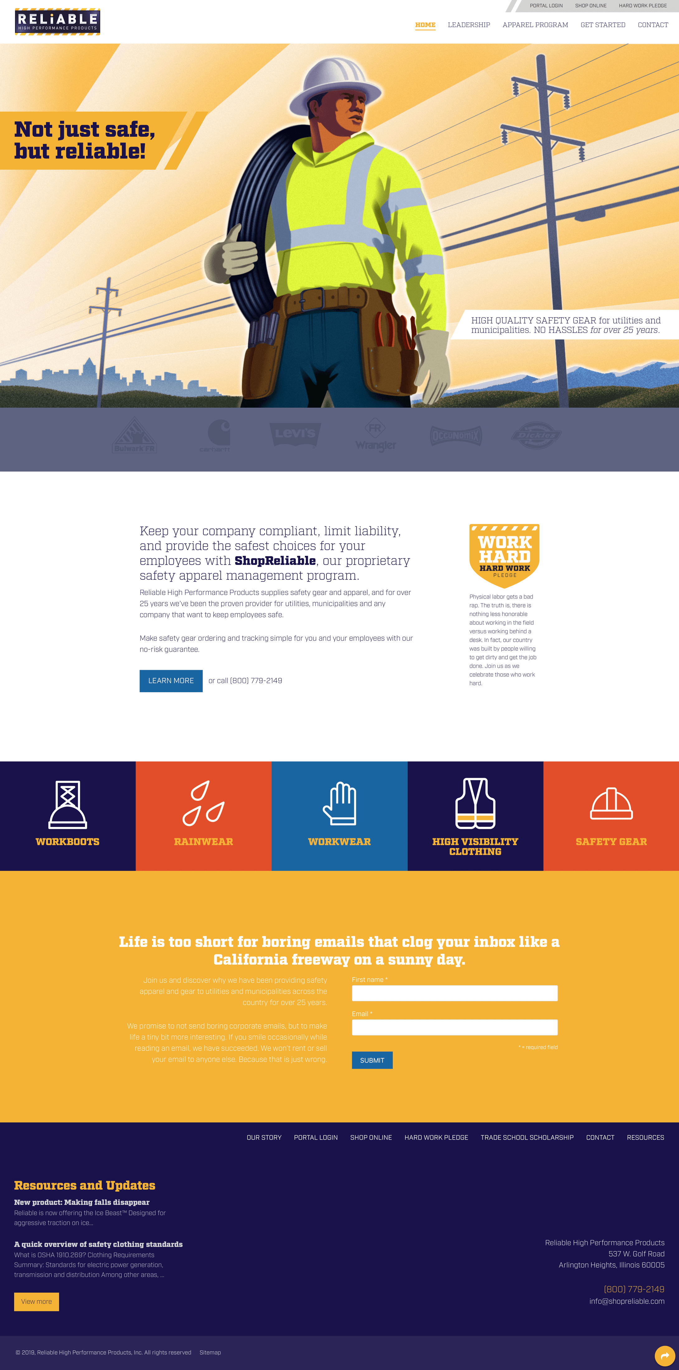 homepage of website featuring custom illustration of worker