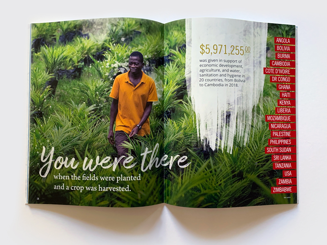 UMC annual report - spread focusing on donor impact on agriculture and development
